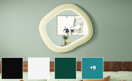 Dizajnersko LED ogledalo z MDF v geometrijski obliki L309