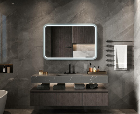 Zaobljeno LED ogledalo z lakiranim MDF okvirjem L305 #2
