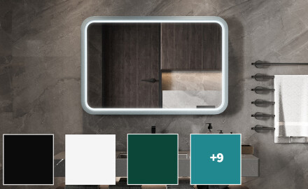 Zaobljeno LED ogledalo z lakiranim MDF okvirjem L305