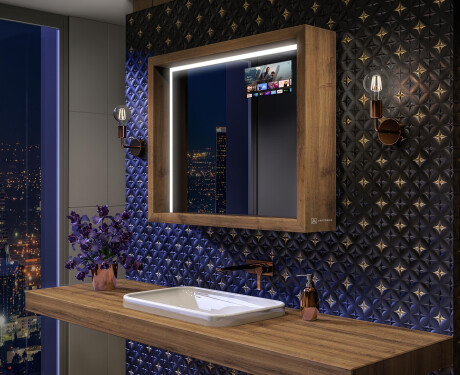 Kopalniško ogledalo z LED svetlobo WoodenFrame