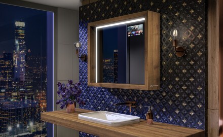 Kopalniško ogledalo z LED svetlobo WoodenFrame