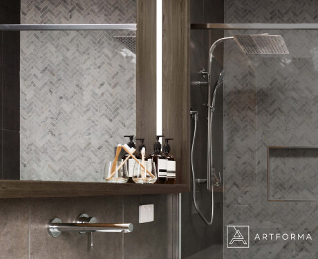 LED kopalniško ogledalo z okvirjem WoodenFrame v barvi Oslo hrast #10