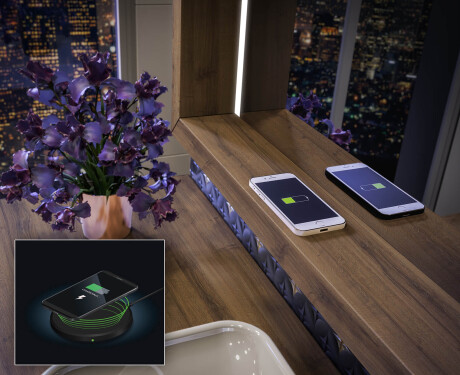 LED kopalniško ogledalo z okvirjem WoodenFrame v barvi Oslo hrast #7