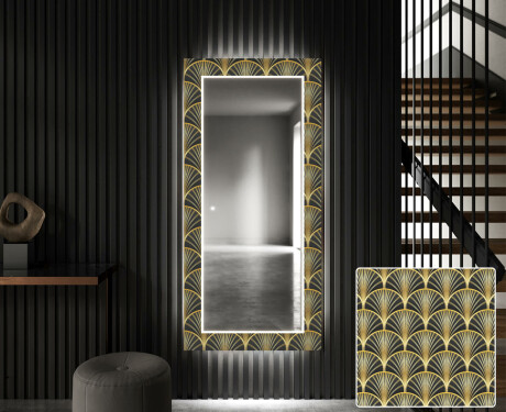 Dekorativno ogledalo z osvetlitvijo za dvorano - Art Deco
