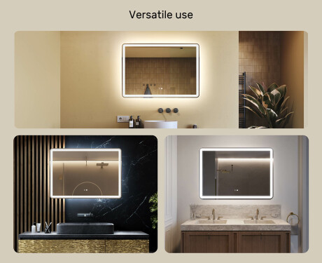Oblikovalsko osvetljeno LED ogledalo za kopalnico 100x70 cm z dvojno barvo, stikalom na dotik, odstranjevalcem prahu, Bluetooth zvočnikom - L141 #2