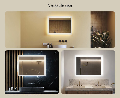 Pravokotno kopalniško ogledalo z LED lučmi 80x60cm z dvojno barvo, stikalo na dotik #2