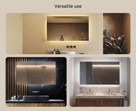 Pravokotno kopalniško ogledalo z LED osvetlitvijo 80x60/60x80 cm, dvojna barva, na dotik občutljivo stikalo, grelna podloga #2