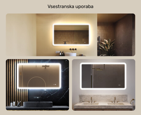 Zaobljeno kopalniško ogledalo z LED osvetlitvijo, 120×70 cm, dvobarvno, tipkalo na dotik, grelna podloga #2