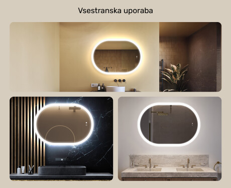 Osvetljeno kopalniško ogledalo, 100×70 cm, dvobarvno, tipkalo na dotik, grelna podloga #2