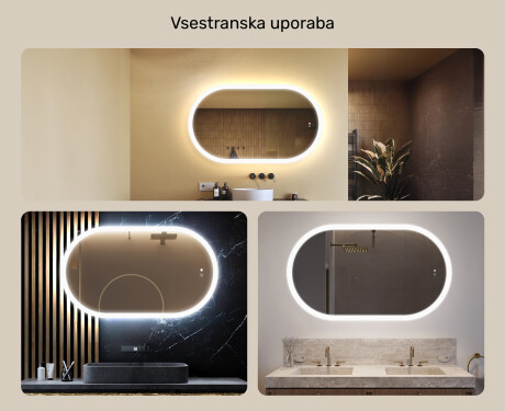 Osvetljeno kopalniško ogledalo, 120×70 cm, dvobarvno, tipkalo na dotik, grelna podloga #2