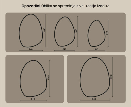 Neregularno ogledalo z osvetlitvijo, 64×94 cm, dvobarvno, tipkalo na dotik, grelna podloga #10