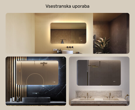 Zaobljeno kopalniško ogledalo z LED osvetlitvijo, 120×70 cm, dvobarvno, tipkalo na dotik, grelna podloga #2