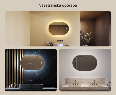 Osvetljeno kopalniško ogledalo, 80×50 cm, dvobarvno, tipkalo na dotik, grelna podloga #2
