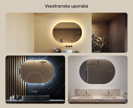 Osvetljeno kopalniško ogledalo, 100×70 cm, dvobarvno, tipkalo na dotik, grelna podloga #2