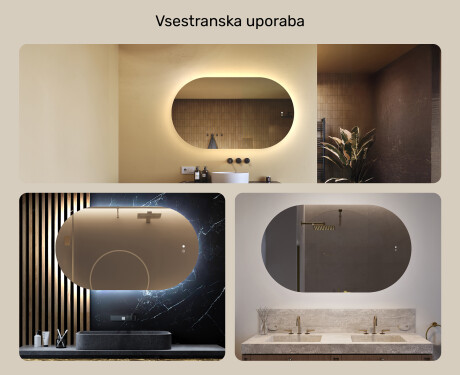 Osvetljeno kopalniško ogledalo, 120×70 cm, dvobarvno, tipkalo na dotik, grelna podloga #2