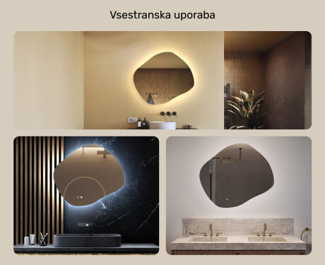 Kopalniško ogledalo z osvetlitvijo, 74×64 cm, dvobarvno, tipkalo na dotik, grelna podloga #2