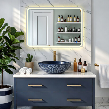 Zaobljeno LED ogledalo z osvetlitvijo - 80x60/100x70/120x70 cm v srebrnem aluminijast okvirju #4