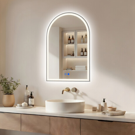 Nepravilno LED osvetljeno ogledalo – 60x90/70x100 cm v srebrnem aluminijastem okvirju #1