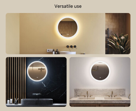 Okroglo LED ogledalo za kopalnico 80 cm z Dual Color, stikalom na dotik in grelno podlogo #2