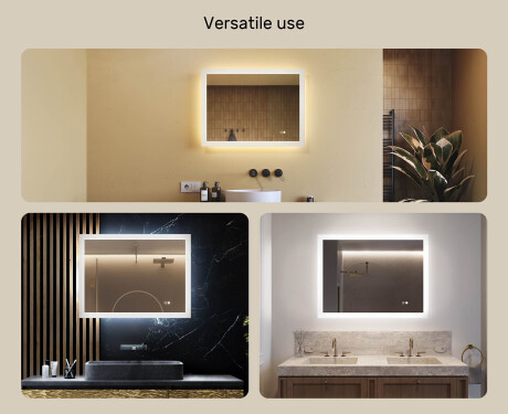 Pravokotno LED ogledalo za kopalnico 80x60/60x80 cm z Dual Color, stikalom na dotik in grelno podlogo #2