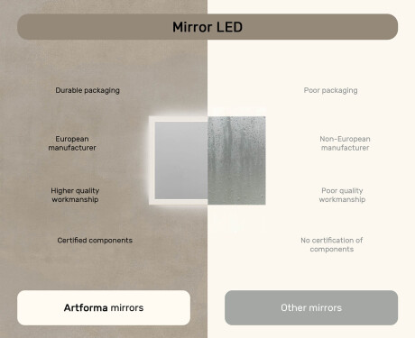 Pravokotno LED ogledalo za kopalnico 80x60/60x80 cm z Dual Color, stikalom na dotik in grelno podlogo #6