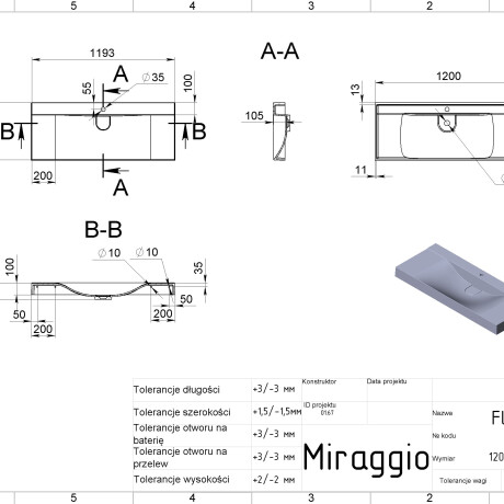 Umyvalnik FLY 1200 MATT #1
