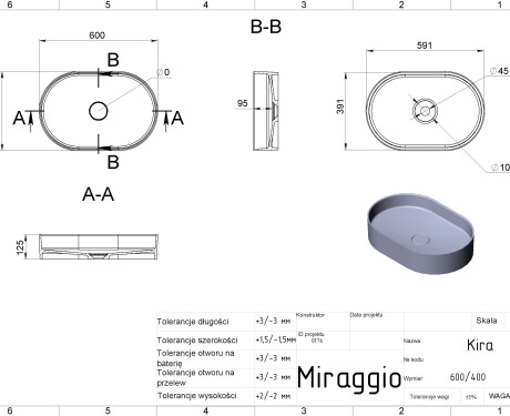 Umyvalnik KIRA MIRASOFT
