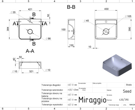 Umyvalnik SEED MIRASOFT