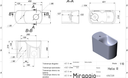 Umyvalnik HELIX R MIRASOFT