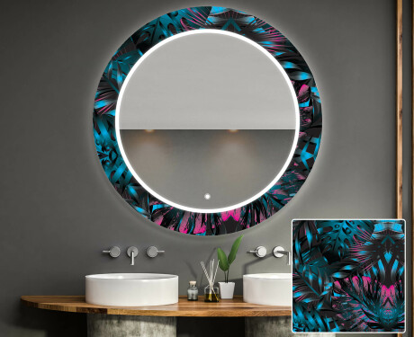 Okroglo dekorativno ogledalo z LED osvetlitvijo za kopalnico - Fluo Tropic