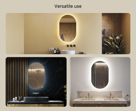 Osvetljeno LED ogledalo za kopalnico 50x80cm s hladno barvo LED 7000K, toplo barvo 3000K ali nevtralno barvo 4500K #2
