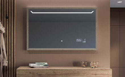 Pravokotno kopalniško ogledalo s svetlobo LED FrameLine L128