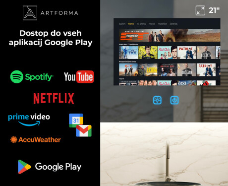 Pametno Zaobljeno LED Kopalniško Ogledalo SmartScreen 21,5” #3