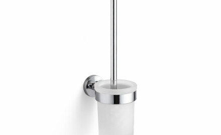 CLASSIC – viseča WC-krtača / posoda iz motnega stekla / krom