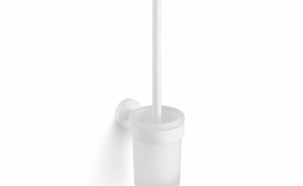 CLASSIC – viseča WC-krtača / posoda iz motnega stekla / mat bela