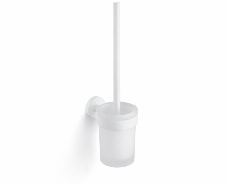CLASSIC – viseča WC-krtača / posoda iz motnega stekla / mat bela