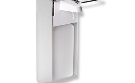 Dozirnik za razkuževalno tekočino 1,0 l z gumbom za upravljanje z komolcem / mat aluminij
