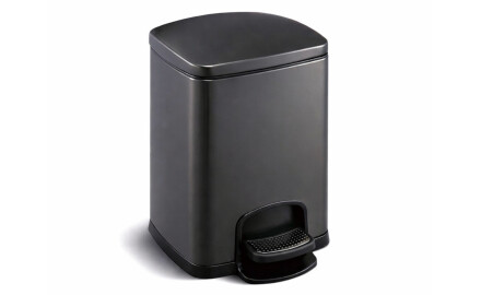 PREMIUM pravokotna košara s pedalom, 5 L, mehko zapiranje / mat črna