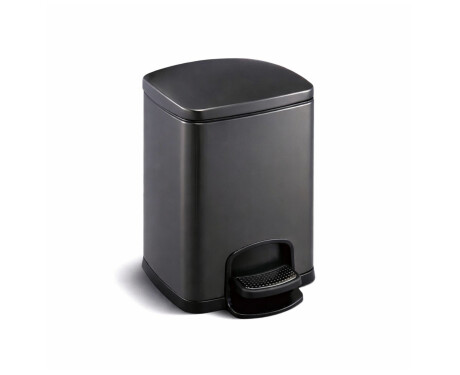 PREMIUM pravokotna košara s pedalom, 5 L, mehko zapiranje / mat črna