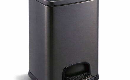 PREMIUM pravokotna košara s pedalom, 20 L, mehko zapiranje / mat črna