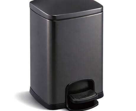 PREMIUM pravokotna košara s pedalom, 20 L, mehko zapiranje / mat črna