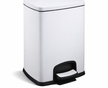 PREMIUM pravokotni koš s pedalom, 20 L, mehko zapiranje / bel
