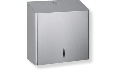 Dispenser za papirnate brisače, zložene v obliki črke V (maks. dimenzije vložka papirja 25,5 x 11,5 x 24 cm), serija R10 / brušena jekla