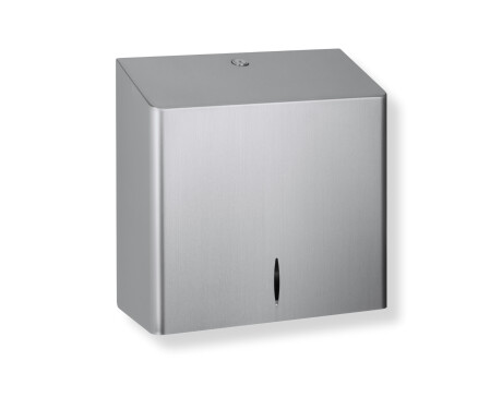 Dispenser za papirnate brisače, zložene v obliki črke V (maks. dimenzije vložka papirja 25,5 x 11,5 x 24 cm), serija R10 / brušena jekla