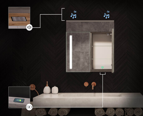 Kopalniška omarica z LED ogledalom L02 Emily 66,5 x 72 cm v barvi Oslo hrast #6