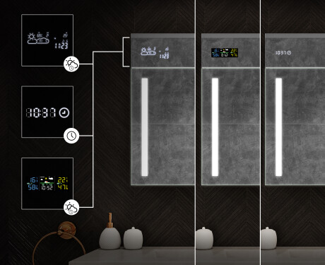 Stenska kopalniška omarica z LED ogledalom L02 Emily 100 x 72 cm v barvi San Marino #4