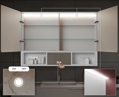 LED kopalniška omarica Emma - 2 vrata 100 x 72 cm #5
