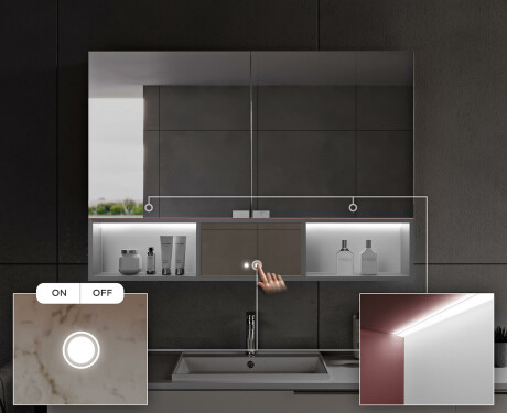 LED kopalniška omarica Emma - 2 vrata 100 x 72 cm #6