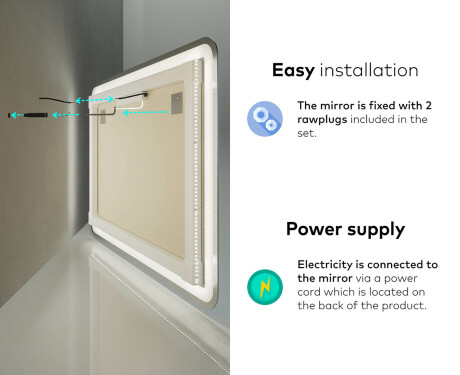 Oblikovalsko osvetljeno LED kopalniško ogledalo L147 #10